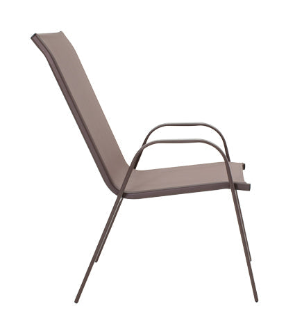 Masă de sufragerie Ensure-Calan set 5 piese metal-textilene, maro, 120x70x70 cm