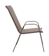 Masă de sufragerie Ensure-Calan set 5 piese metal-textilene, maro, 120x70x70 cm