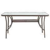 Masă de sufragerie Ensure-Calan set 5 piese metal-textilene, maro, 120x70x70 cm