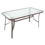 Masă de sufragerie Ensure-Calan set 5 piese metal-textilene, maro, 120x70x70 cm