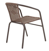 Masă de sufragerie Ensure-Obbi set 5 buc metal-pe, maro, 120x70x70 cm