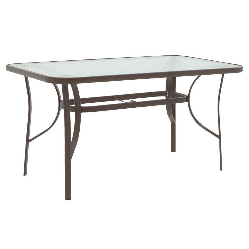 Masă de sufragerie Ensure-Obbi set 5 buc metal-pe, maro, 120x70x70 cm
