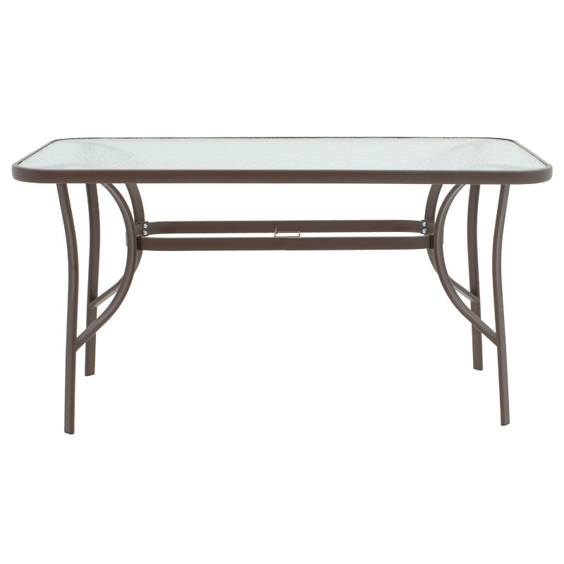 Masă de sufragerie Ensure-Obbi set 5 buc metal-pe, maro, 120x70x70 cm
