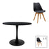 Masă de sufragerie Gaston-Balou I set de 5 -mdf, neagra-Natural, D120x75 cm