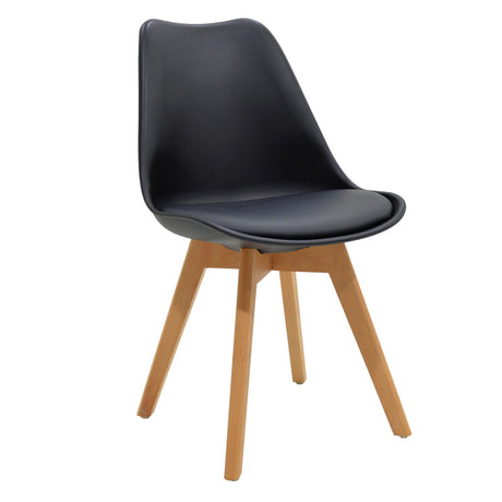 Masă de sufragerie Gaston-Balou set de 5 piese -mdf, negru-Natural, D100x75 cm