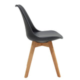 Masă de sufragerie Gaston-Balou set de 5 piese -mdf, negru-Natural, D100x75 cm
