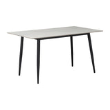 Masă de sufragerie Gustas-Luciano I set de 5 piese marmura Alb piatra sinterizata-metal, negru, 120x60x75 cm