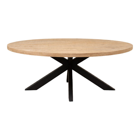 Masă de sufragerie Jenma, Lemn de Mango Solid, Natur, 200x100x76 cm