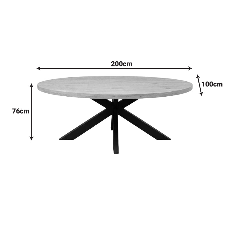 Masă de sufragerie Jenma, Lemn de Mango Solid, Natur, 200x100x76 cm