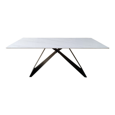 Masă de sufragerie, marmura alba, piatra sinterizata, 180x90x75 cm