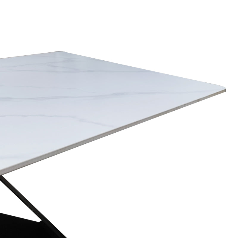 Masă de sufragerie, marmura alba, piatra sinterizata, 180x90x75 cm