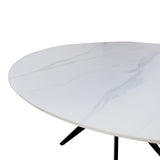 Masa rotunda cu aspect de marmura, piatra sinterizata/metal, negru, 120x76 cm - Alb