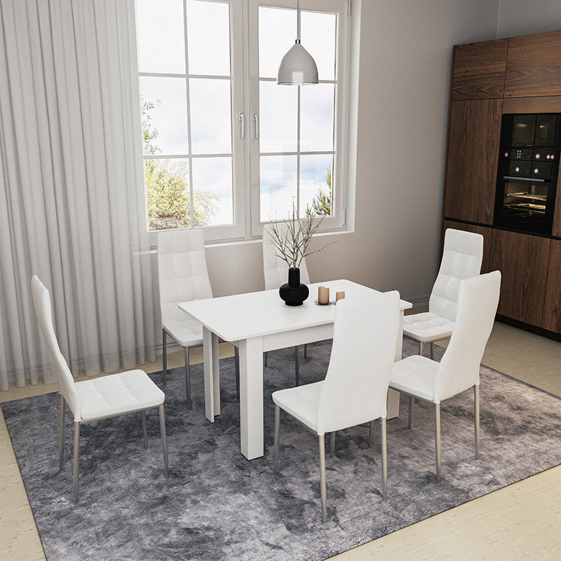 Masă de sufragerie Quiin, extensibila, Diverse culori, 120-174x70x74 cm - Alb