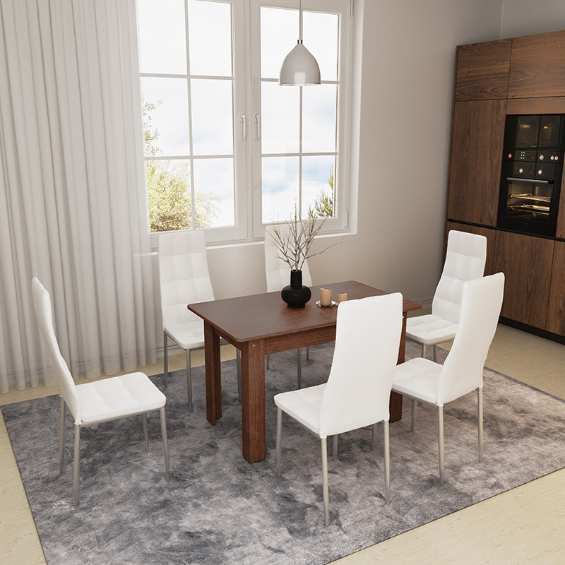 Masă de sufragerie Quiin, extensibila, Diverse culori, 120-174x70x74 cm - Nuc
