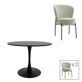 Masă de sufragerie set 3 piese Balou-Houlian, negru-menta, D80x73 cm