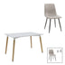 Masă de sufragerie set 3 piese Natali-Noor, & lemn, Alb-Gri-Natural, 120x80x76 cm