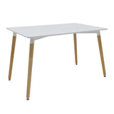 Masă de sufragerie set 3 piese Natali-Noor, & lemn, Alb-Gri-Natural, 120x80x76 cm