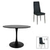 Masă de sufragerie set 5 buc Balou-Parker, negru, și metal, 100x73 cm