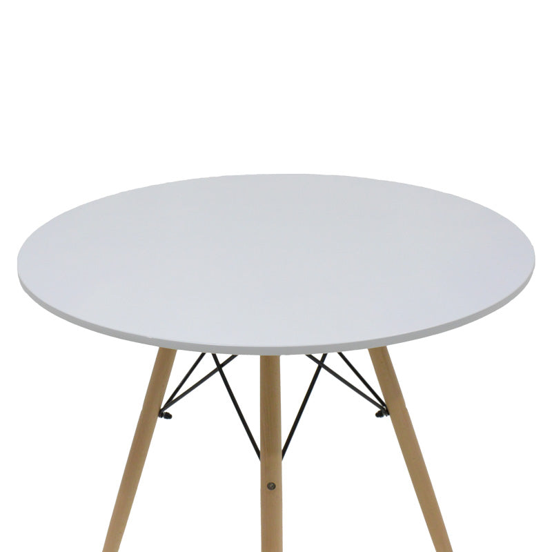 Masă de sufragerie set 5 piese Julita Noor, Lemn, Alb-Gri, D80x76 cm