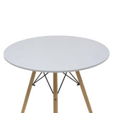 Masă de sufragerie set 5 piese Julita Noor, Lemn, Alb-Gri, D80x76 cm