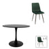 Masă de sufragerie set Balou-Noor, negru-verde, D120x73 cm
