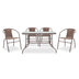 Masă de sufragerie Valor-Obbi set 7 bucati metal-pe, Maro, 140x80x73 cm