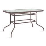 Masă de sufragerie Valor-Obbi set 7 bucati metal-pe, Maro, 140x80x73 cm