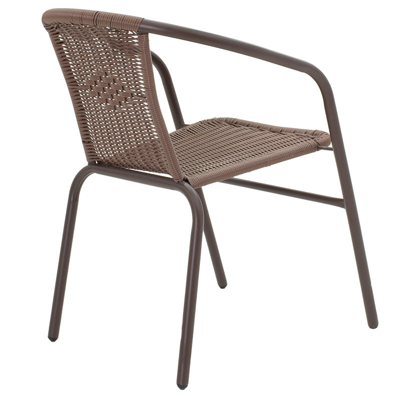 Masă de sufragerie Valor-Obbi set 7 bucati metal-pe, Maro, 140x80x73 cm
