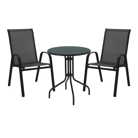 Masă de sufragerie Vergo-Calan din metal, neagra, D60x70 cm