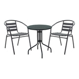 Masă de sufragerie Vergo-Tade metalica, neagra, D60x70 cm