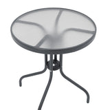 Masă de sufragerie Watson-Lindaria set de 3 piese metal-antrenit sticla, Antracit, D60x70 cm