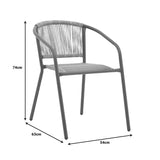 Masă de sufragerie Watson-Lindaria set de 3 piese metal-antrenit sticla, Antracit, D60x70 cm