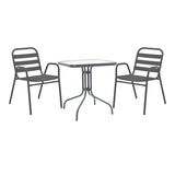 Masă de sufragerie Watson-Sussie din metal-geam, antracit, 70x70x70 cm