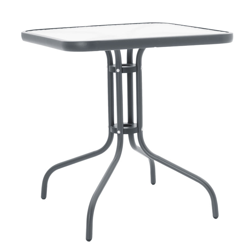 Masă de sufragerie Watson-Sussie din metal-geam, antracit, 70x70x70 cm