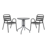 Masă de sufragerie Watson-Sussie set de 3 piese din metal sticlat, antracit, D60x70 cm