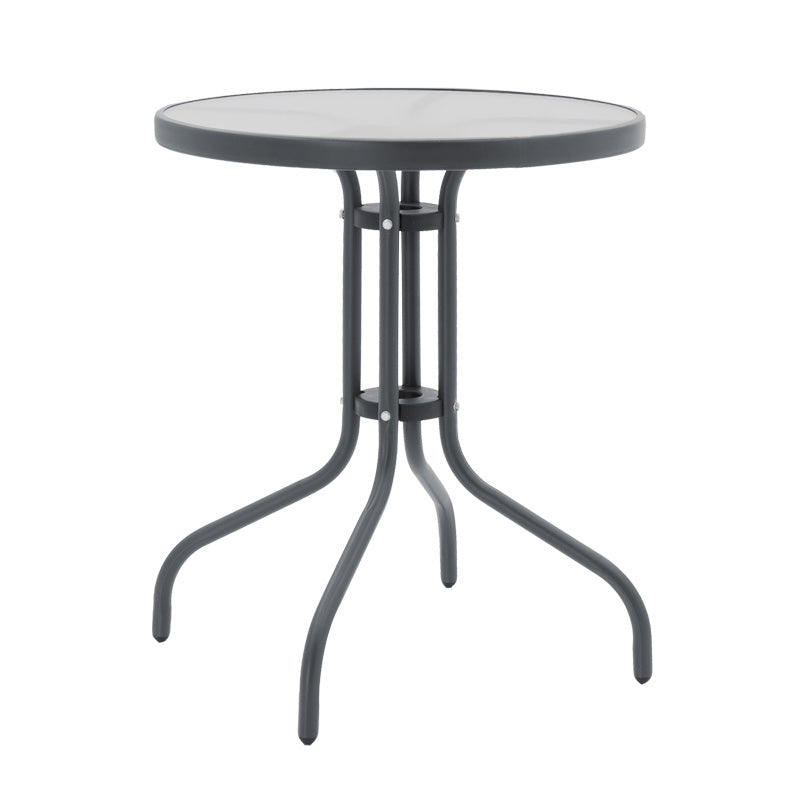 Masă de sufragerie Watson-Sussie set de 3 piese din metal sticlat, antracit, D60x70 cm
