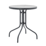 Masă de sufragerie Watson-Sussie set de 3 piese din metal sticlat, antracit, D60x70 cm