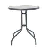 Masă de sufragerie Watson-Sussie set de 3 piese din metal sticlat, antracit, D60x70 cm