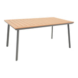 Masa de gradina Griffith aluminiu si placaj, negru si Natural, 160x80x74 cm