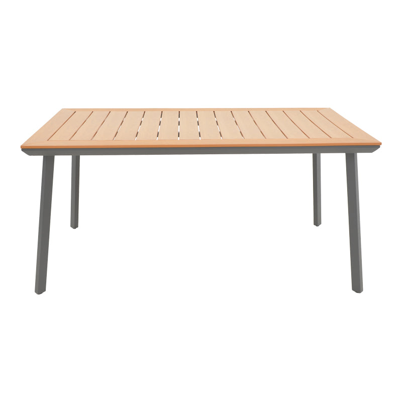 Masa de gradina Griffith aluminiu si placaj, negru si Natural, 160x80x74 cm