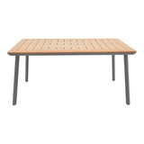 Masa de gradina Griffith aluminiu si placaj, negru si Natural, 160x80x74 cm
