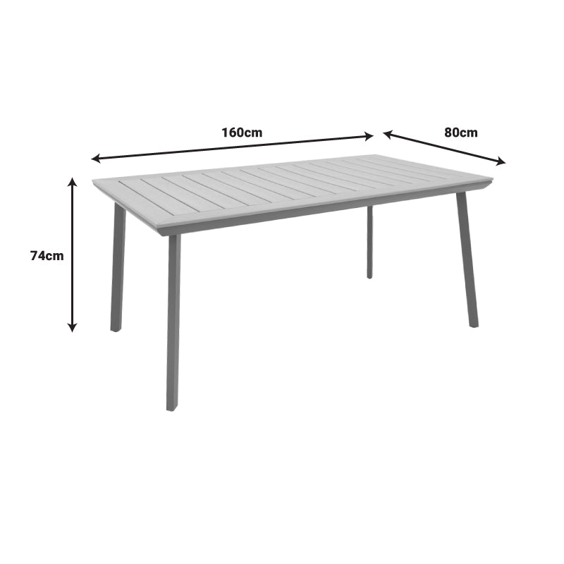 Masa de gradina Griffith aluminiu si placaj, negru si Natural, 160x80x74 cm