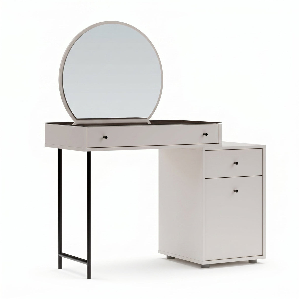 Masa de machiaj TMU-713-VV-1 Home Collection® Dior, 3 sertare cu oglinda, Crem, 108x130x47 cm