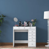 Masa De Machiaj Lux Inci cu 7 Sertare si Loc de Depozitare, Alb, 90x79x45 cm