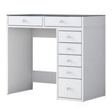 Masa De Machiaj Lux Inci cu 7 Sertare si Loc de Depozitare, Alb, 90x79x45 cm