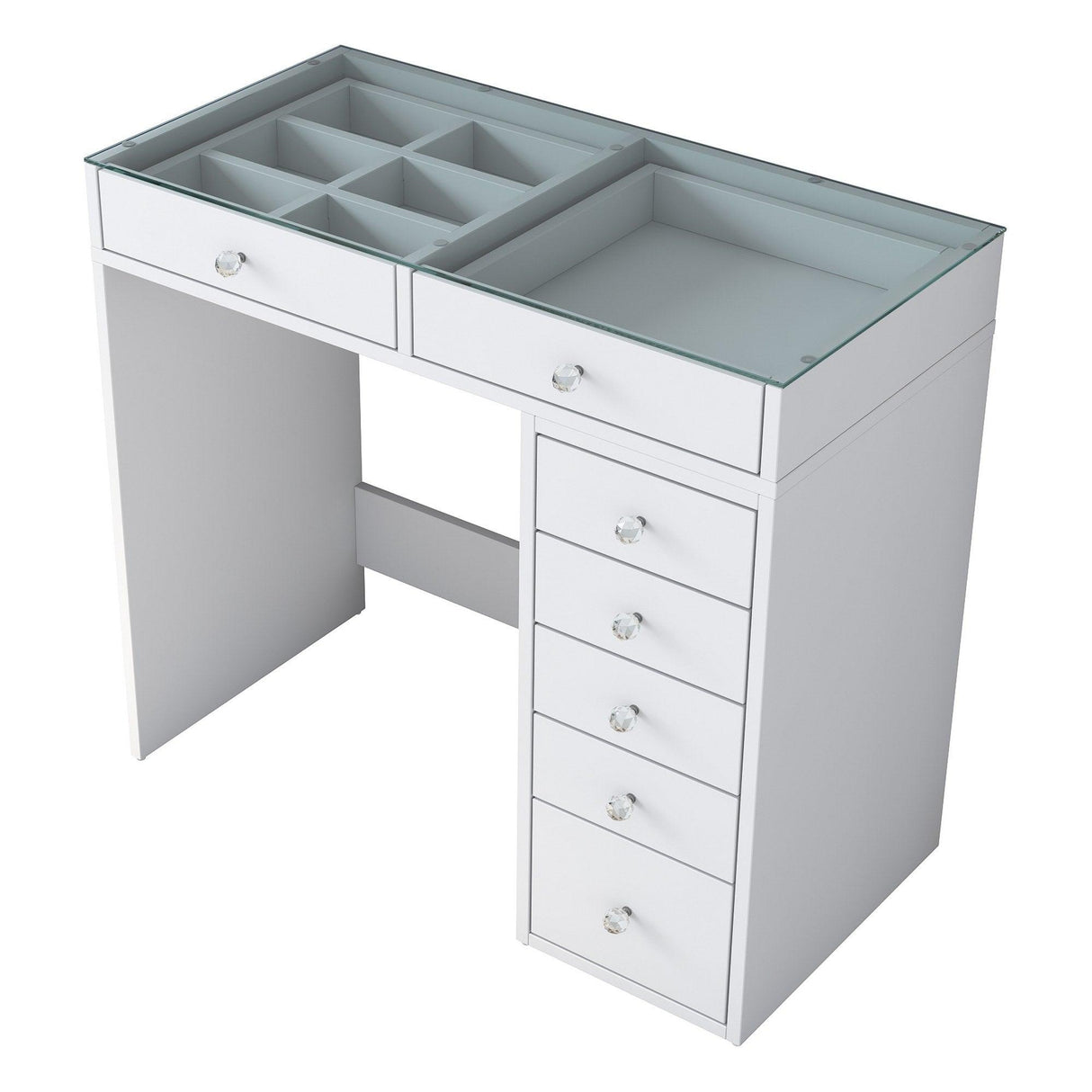 Masa De Machiaj Lux Inci cu 7 Sertare si Loc de Depozitare, Alb, 90x79x45 cm