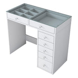 Masa De Machiaj Lux Inci cu 7 Sertare si Loc de Depozitare, Alb, 90x79x45 cm