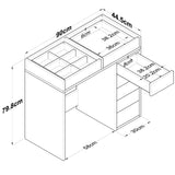 Masa De Machiaj Lux Inci cu 7 Sertare si Loc de Depozitare, Alb, 90x79x45 cm