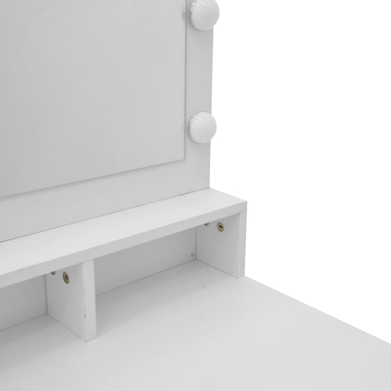 Masa de machiaj Vanity, MDF, Alb - Natural, 80x40x140 cm - Alb