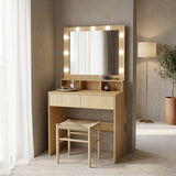 Masa de machiaj Vanity, MDF, Alb - Natural, 80x40x140 cm - Masa de machiaj Vanity, MDF, Alb - Natural, 80x40x140 cm